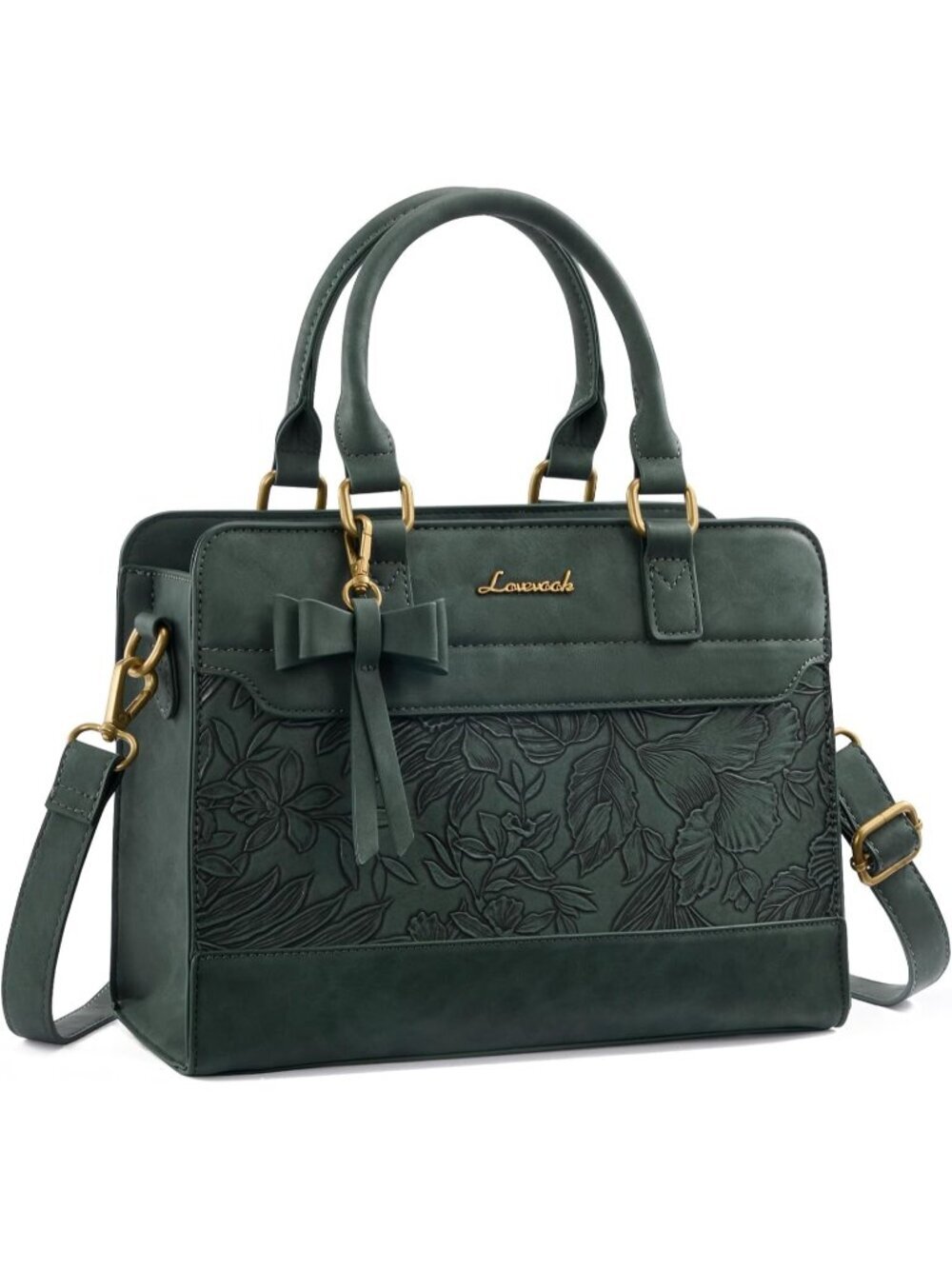 Women's Green premium Leather Zipper Top Handle Tote Crossbody Handbag